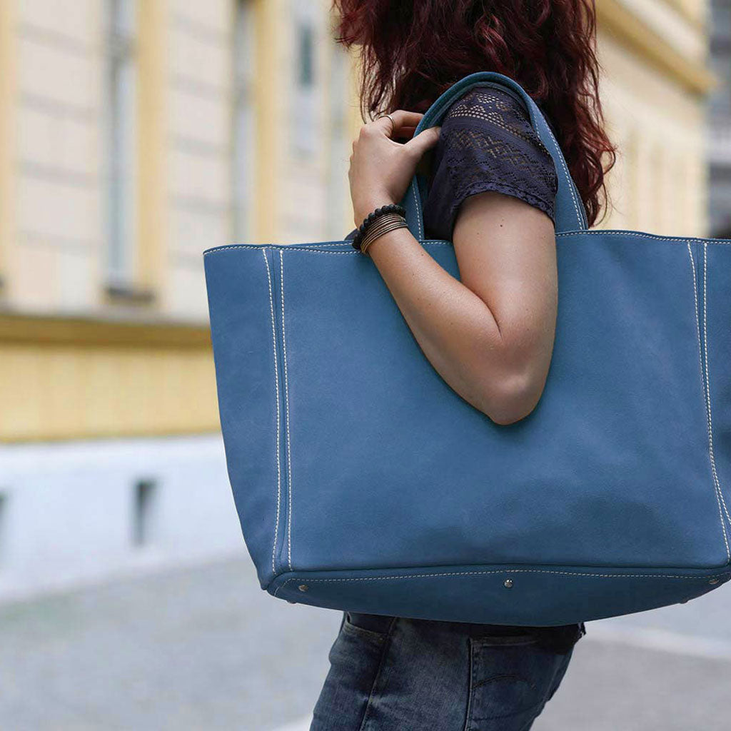 Lugano Shopper Leder Blau