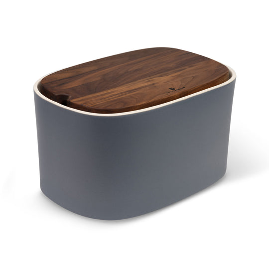 Pagnotta Brottopf groß blaugrau Keramik Nussholz