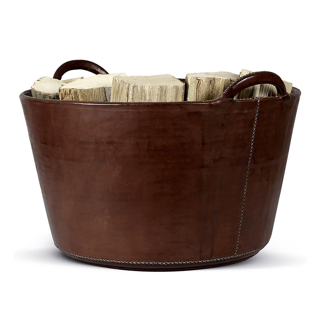 kaminholz aufbewahrung innen korb Canestro Kaminholzkorb aus echtem Leder, dunkelbraun, 55 cm – STILLSEGLER