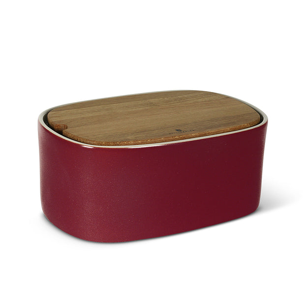 Pagnotta Brottopf Keramik mit Holzdeckel klein, rot